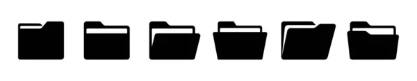 平面文件夹图标集矢量插图 — 图库矢量图片