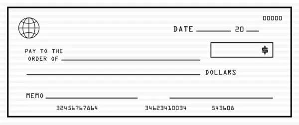 Cheque Bancario Blanco Con Patrón Vector Fondo — Archivo Imágenes Vectoriales