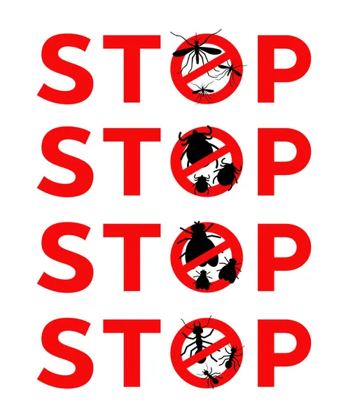 Moustiques Stop Signe Vecteur Icône Épais Puce Marque Mouche — Image vectorielle