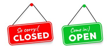 İçeri gir, şeffaf arka planda bir ip ile tabelayı açıyoruz ya da kapatıyoruz. Vektör çizimi