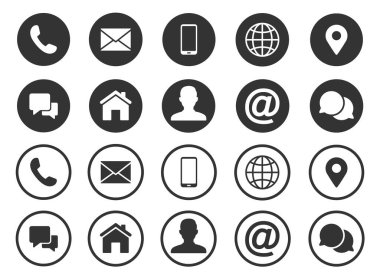 İletişim bilgileri simgeleri, kartvizit ve web sitesi için vektör