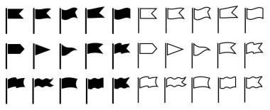 Görüntü dekorasyonu için siluet simge dizisi bayrağı. Vektör illüstrasyonu