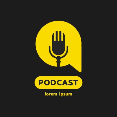 Podcast radyo logosu simgesi. Vektör illüstrasyonu.