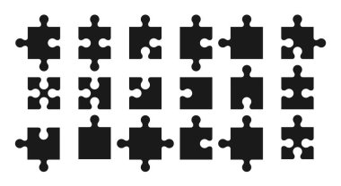 Çeşitli boyutlarda bulmaca seti. Bulmaca parçaları vektör seti. Değişim yeteneğini ayır