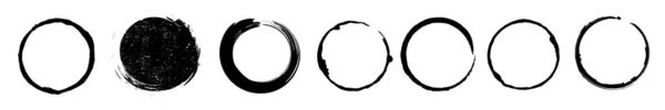 Grunge Cercle Brosse Cadres Encre Ensemble Illustration Vectorielle — Image vectorielle