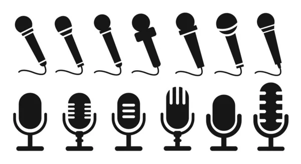 Microfoon Vector Pictogram Witte Achtergrond — Stockvector