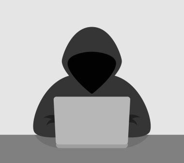 Laptop vektör simgesine sahip bilgisayar korsanı