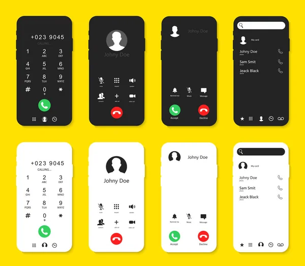 Phone Call Screen Vector Set Icon — Stock Vector