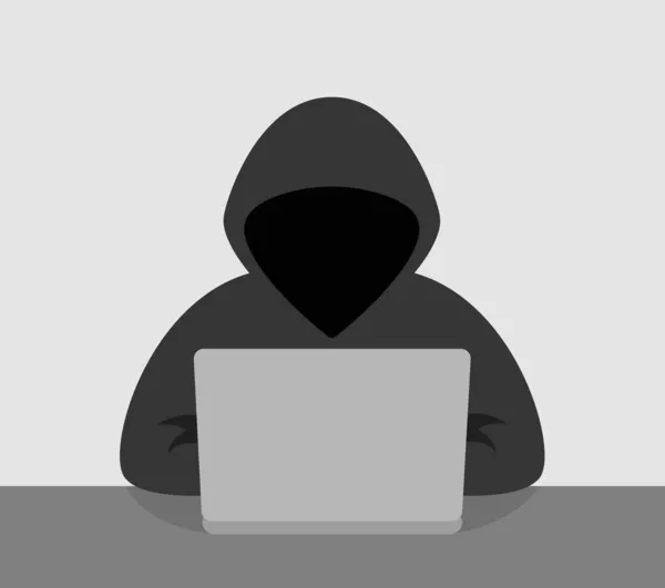 Computadora Hacker Con Icono Vector Portátil — Vector de stock