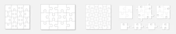 Různé Velikosti Puzzle Set Vektor Kousků Skládačky Nastaven Oddělit Schopnost — Stockový vektor