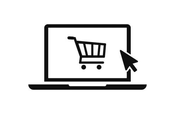 Online Einkauf Auf Laptop Symbol — Stockvektor