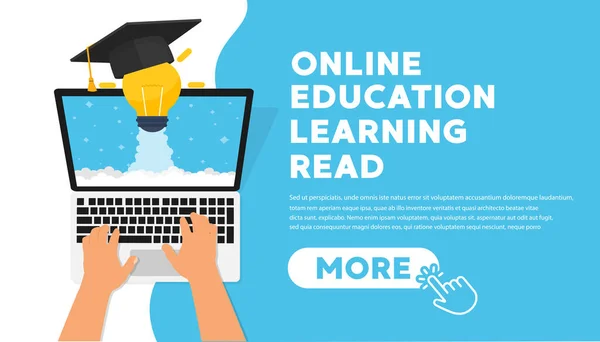 Online Education Concept Banner Flat Illustration — Stock Vector