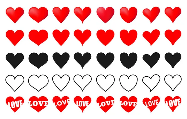 Varios Simple Vector Rojo Corazón Amor Icono — Vector de stock