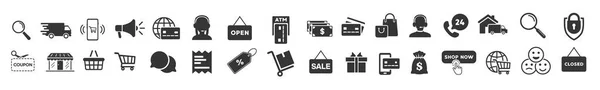 Online Shopping Symbole Gesetzt Zahlungselemente Vektorillustration Stockvektor