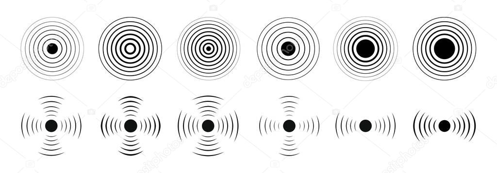 Set of radar icon. Sonar waves icon. Vector illustration