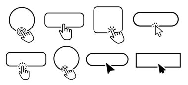 Buraya tıklayın. Vektör çizimi. Fare tıklama imleci