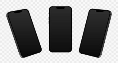 Modern nesil akıllı telefon iPhone 13pro 'nun gerçekçi set vektör illüstrasyon modeli