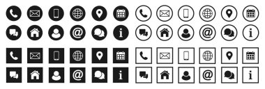 Contact information icons, vector for business card and website clipart