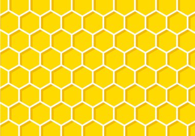 Arkaplanda sarı bal peteği var. Vektör çizimi bal peteği deseni