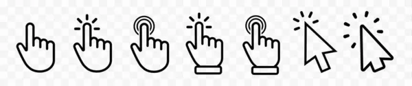 Vektor Hand Cursor Symbole Klicken Sie Auf Set — Stockvektor