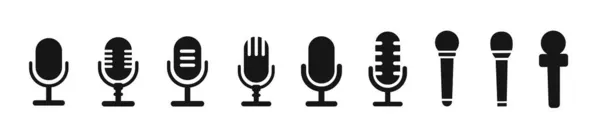 Ikona Wektora Mikrofonu Białym Tle — Wektor stockowy