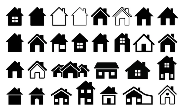 Home Flat Icon Set Vector Illustration — Stock Vector