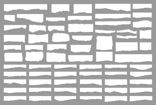 Σύνολο Κομματιών Από Λευκό Σχισμένο Χαρτί Απομονωμένο Γκρι Φόντο Εικονογράφηση — Διανυσματικό Αρχείο