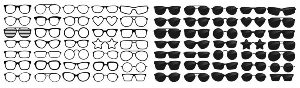 Mnoho Druhů Brýlí Módní Kolekce Set Brýle Izolované Vektorová Ilustrace — Stockový vektor
