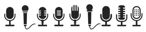 Icône Vectorielle Microphone Sur Fond Blanc — Image vectorielle
