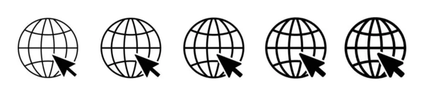 Conjunto Iconos Globe Icono Tierra Flecha — Archivo Imágenes Vectoriales