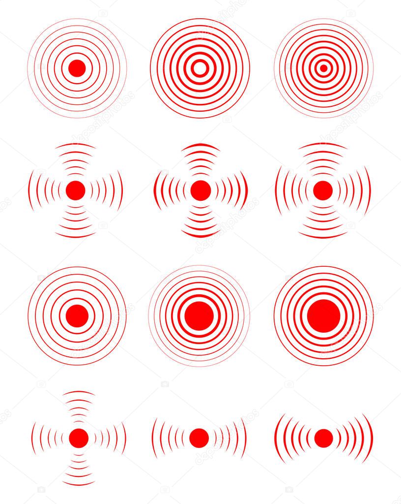 Set of radar icon. Sonar waves icon. Vector illustration
