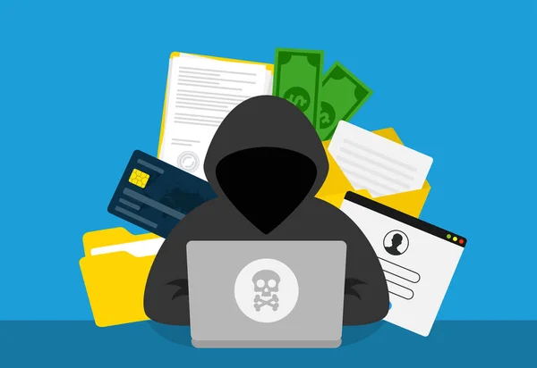 黑客的概念 个人资料及信用卡详情 — 图库矢量图片