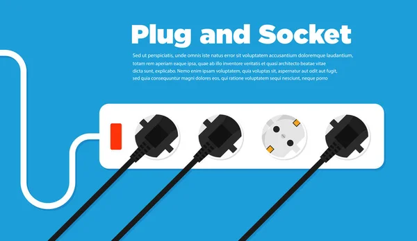 Electrical Outlet Plugs Flat Style Icon Vector Illustration — Stock Vector