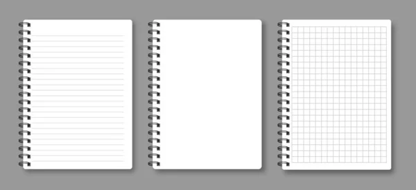 Conjunto Plantillas Cuaderno Notas Ilustración Vector Realista Bloc Notas — Archivo Imágenes Vectoriales