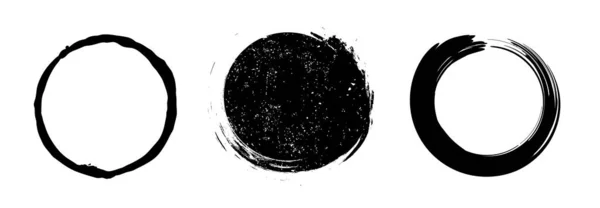 Grunge Circle Pinselrahmen Set Vektorillustration — Stockvektor