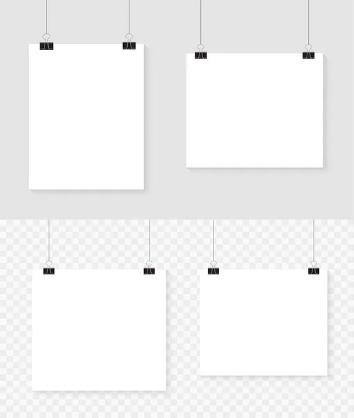 Білий Плакат Висить Зробити Порожній Папір Пустим — стоковий вектор