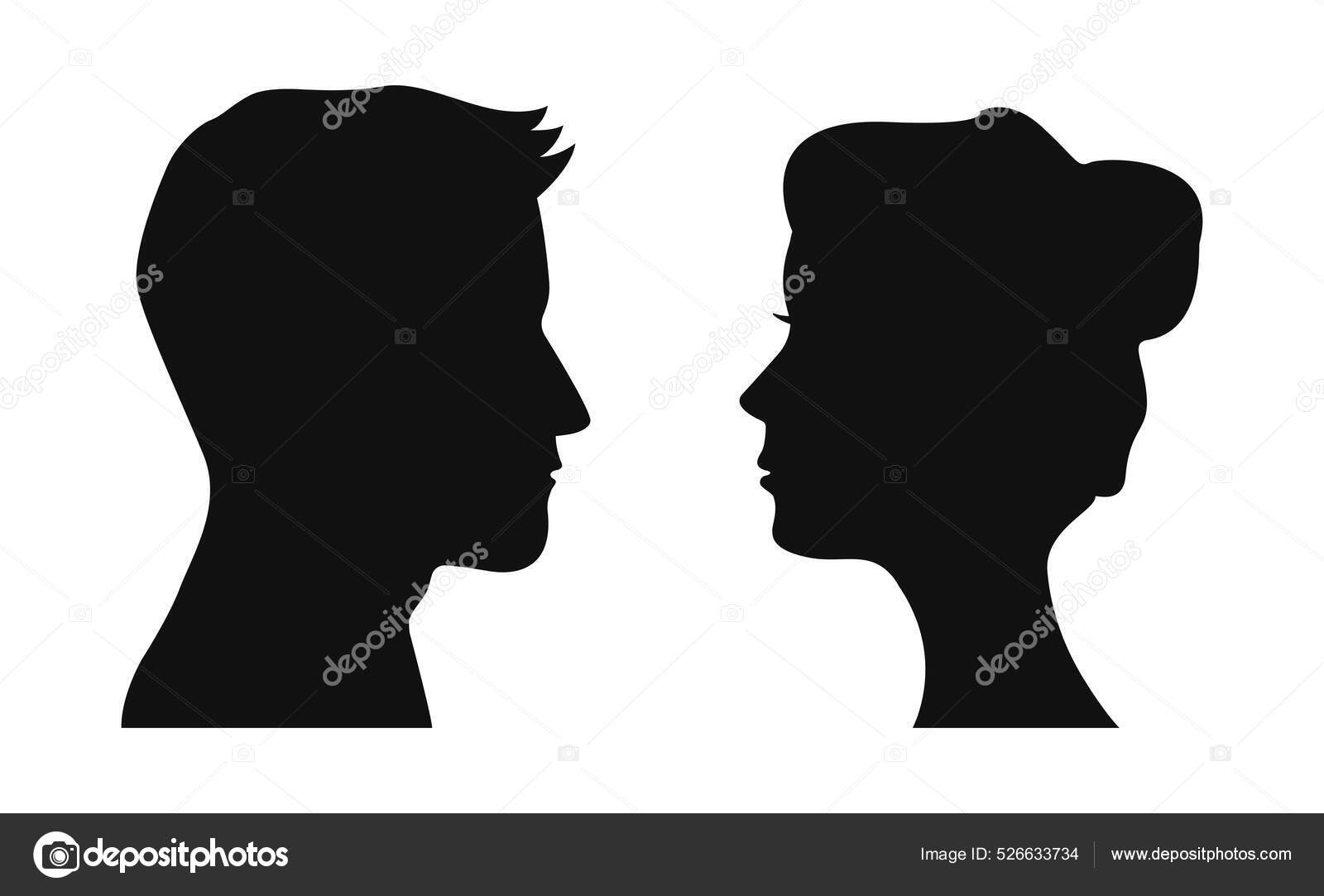 Mannelijk Gezicht Profiel Silhouet Sticker Man En Vrouw Gezicht