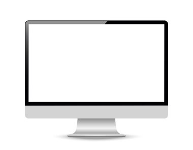 Gerçekçi bilgisayar veya bilgisayar monitörü arka planda izole edildi. Vektör modellemesi.