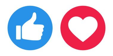 Kırmızı kalp gibi düz bir el. Vektör İllüstrasyonu.