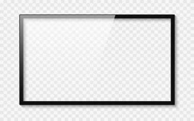 Arka planda gerçekçi bir televizyon ekranı. TV, modern boş ekran lcd, yönlendirilmiş