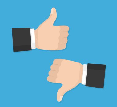 Düz vektör simgesini yukarı ve aşağı başparmaklar