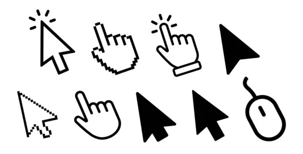Curseurs Vectoriels Icônes Cliquez Sur Définir — Image vectorielle
