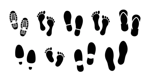 Different Human Footprints Icon Vector Illustration — Stock Vector