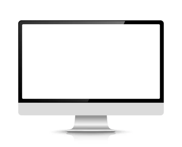 Realistic Computer Monitor Isolated Background Vector Mockup — Stock Vector