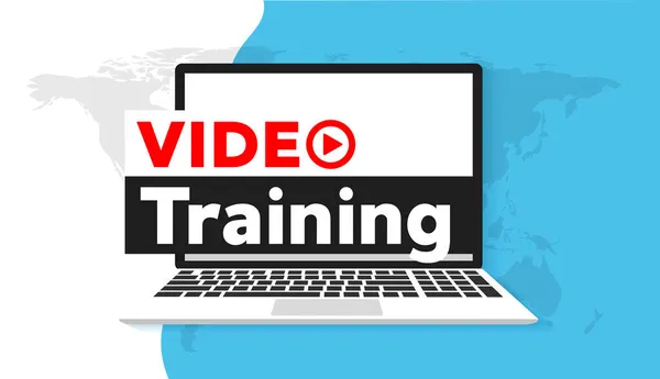 Video Training Concept Banner Platte Illustratie — Stockvector