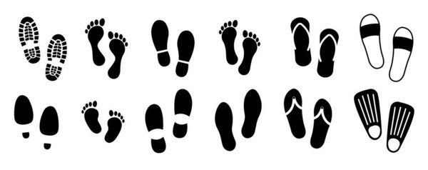 Different human footprints icon. Vector illustration