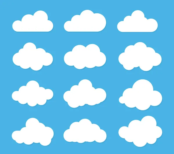 Vektorillustration Der Wolken Flaches Symbol Gesetzt — Stockvektor