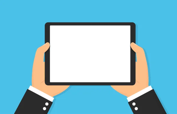 Tablet Computador Nas Mãos Ilustração Vetorial —  Vetores de Stock