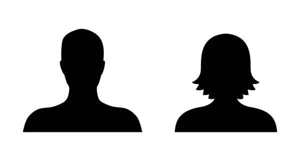 男性と女性のアバタープロフィール 頭のアイコンのシルエット — ストックベクタ