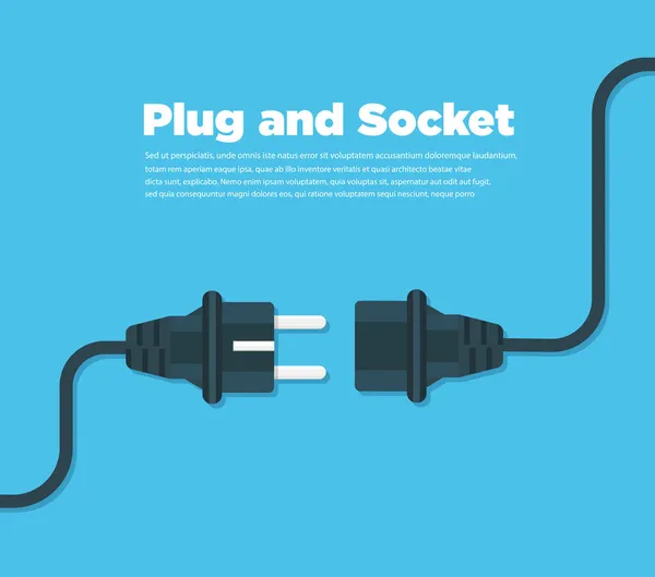 Conecte Plug Socket Flat Icon — Vetor de Stock